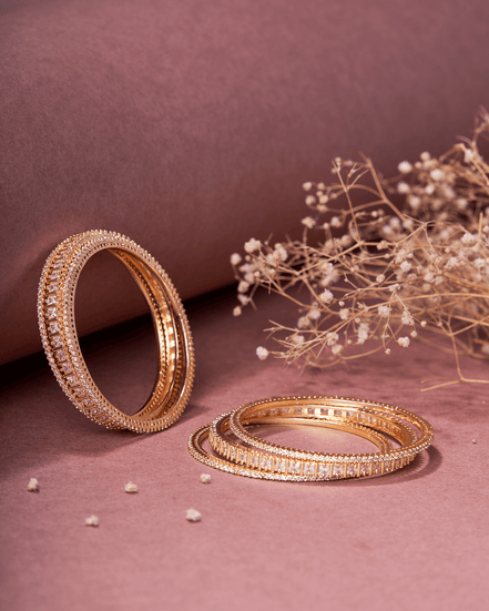 Opal Touch - Golden Glamour Bangles (Pack of 6) - Bangles