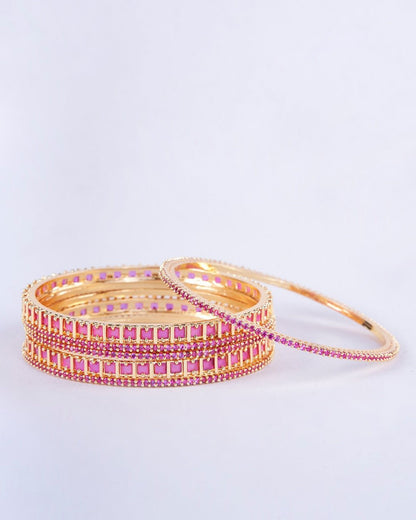 Opal Touch - Golden Glamour Bangles (Pack of 6) - Bangles
