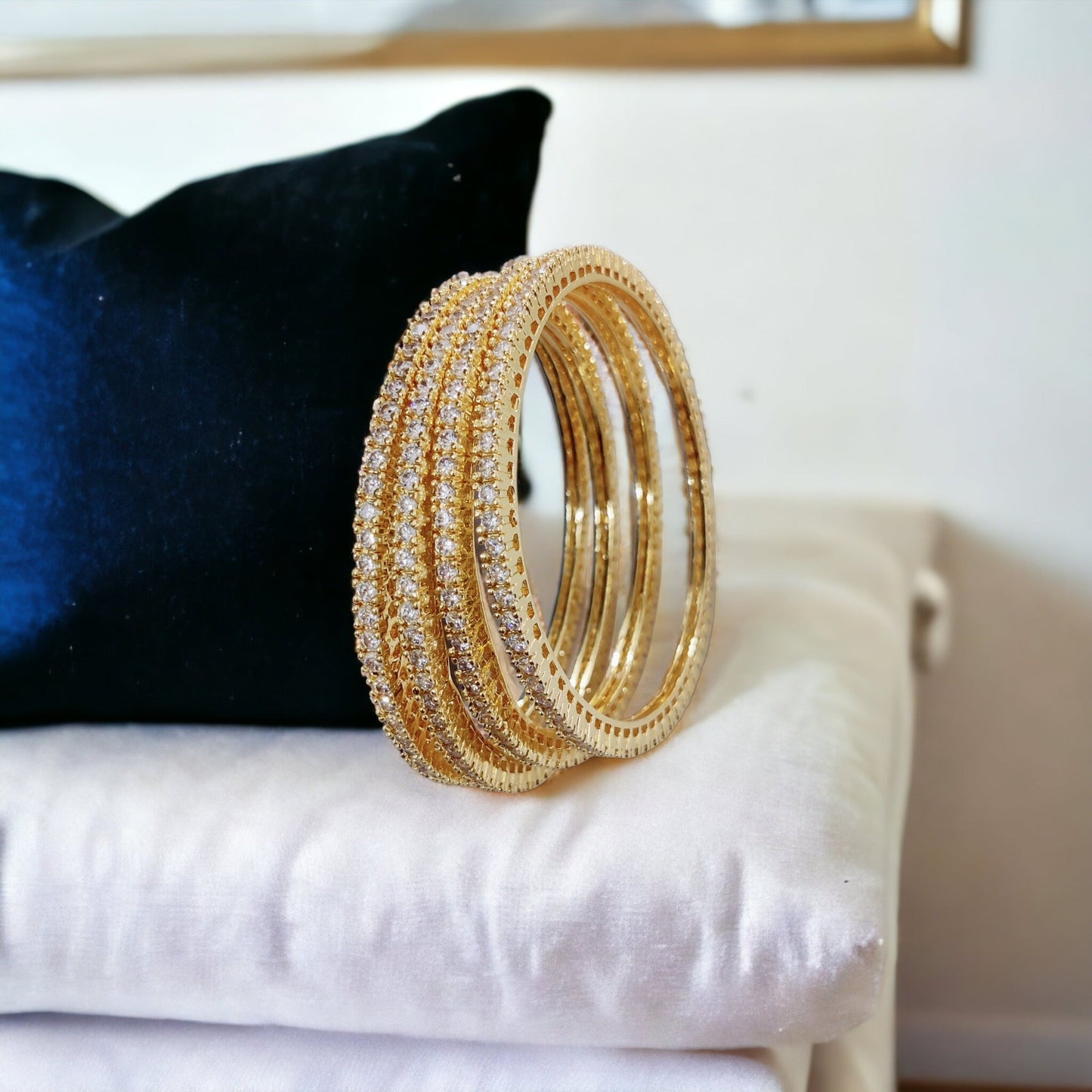 Opal Touch - Golden Green Extravaganza Bangles Set (Pack of 4) - Bangles