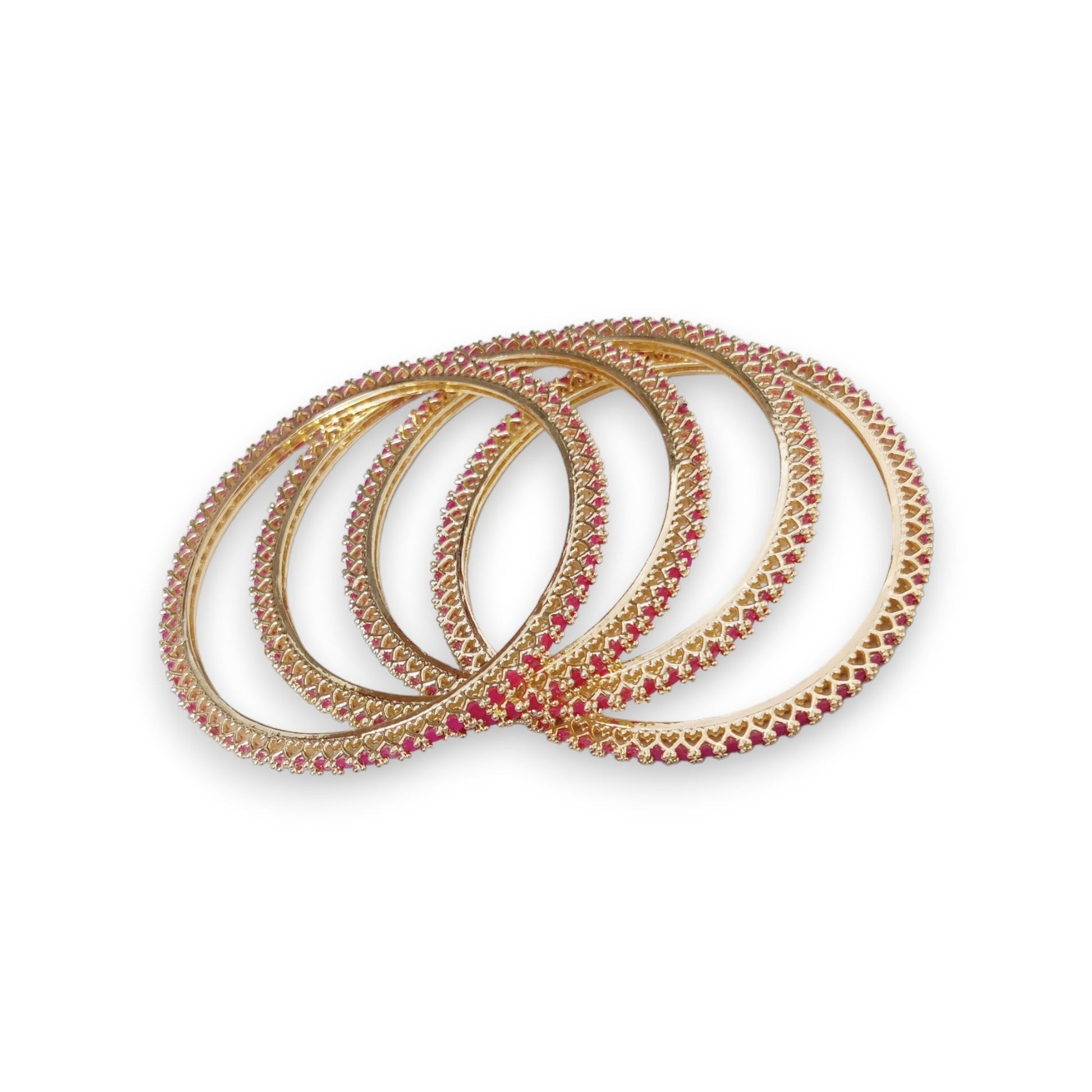 Opal Touch - Golden Green Extravaganza Bangles Set (Pack of 4) - Bangles