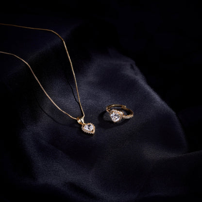 Opal Touch - Golden Harmony Locket and Ring Combo - Combo