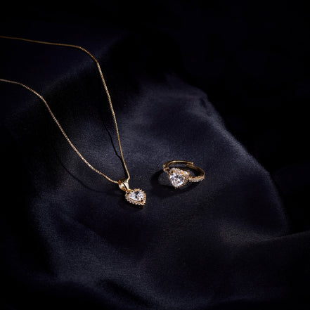 Opal Touch - Golden Harmony Locket and Ring Combo - Combo