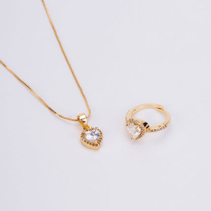 Golden Harmony Locket and Ring Combo - Opal Touch