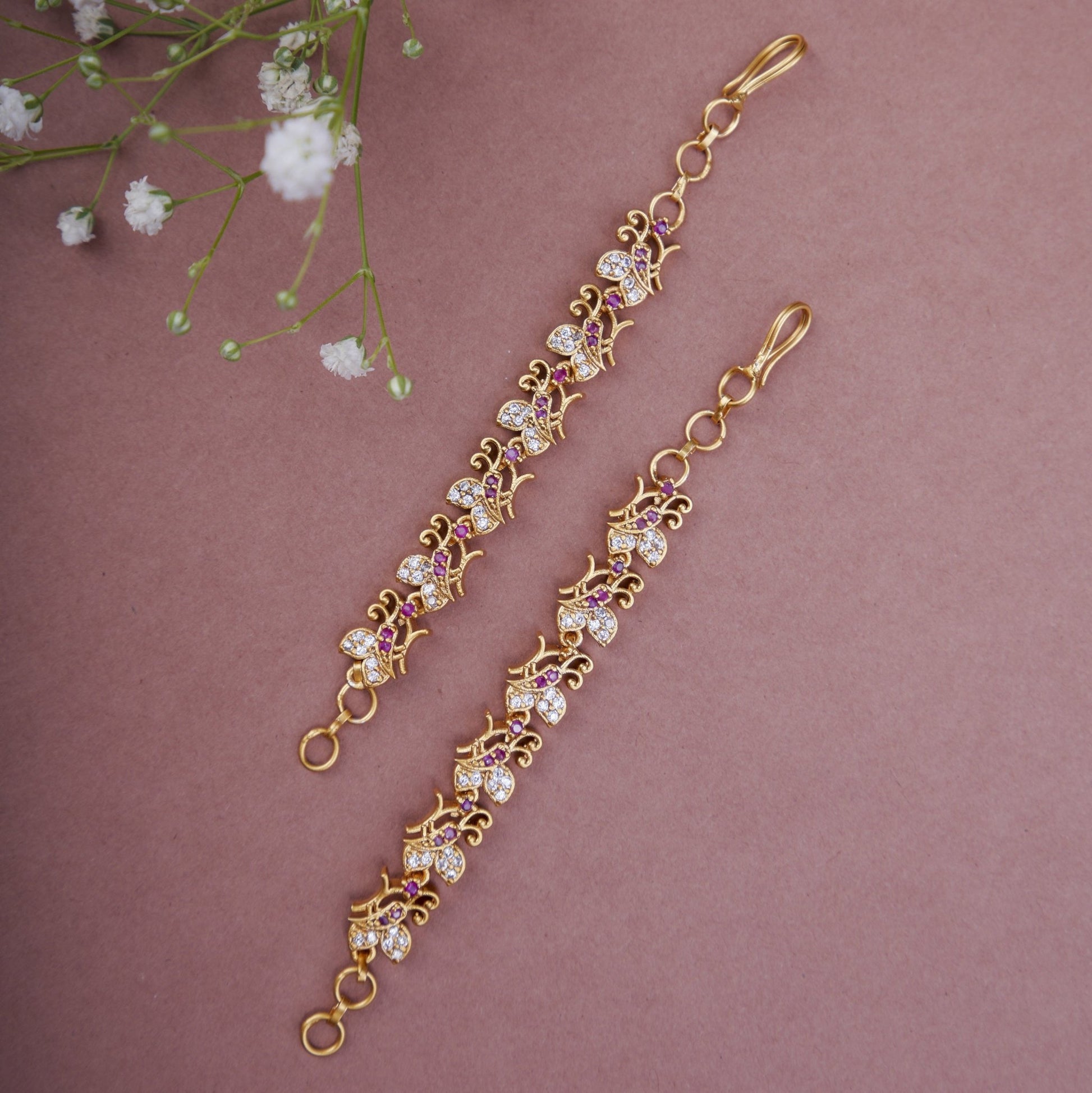 Opal Touch - Graceful Gold Plated Ear Chain - Ear chain (Matil)