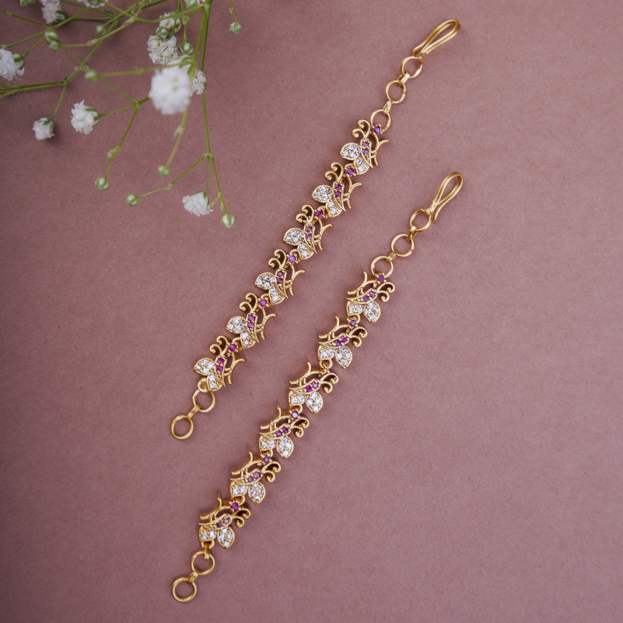 Opal Touch - Graceful Gold Plated Ear Chain - Ear chain (Matil)