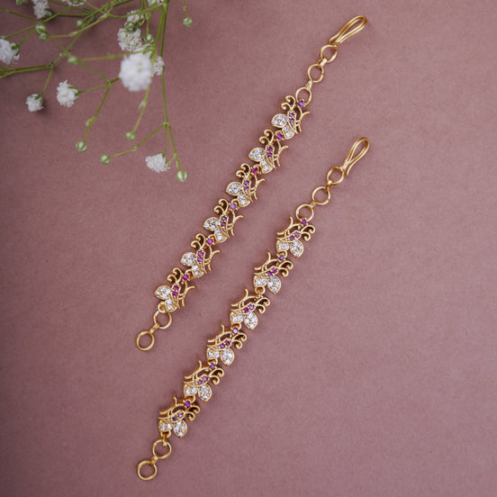 Opal Touch - Graceful Gold Plated Ear Chain - Ear chain (Matil)