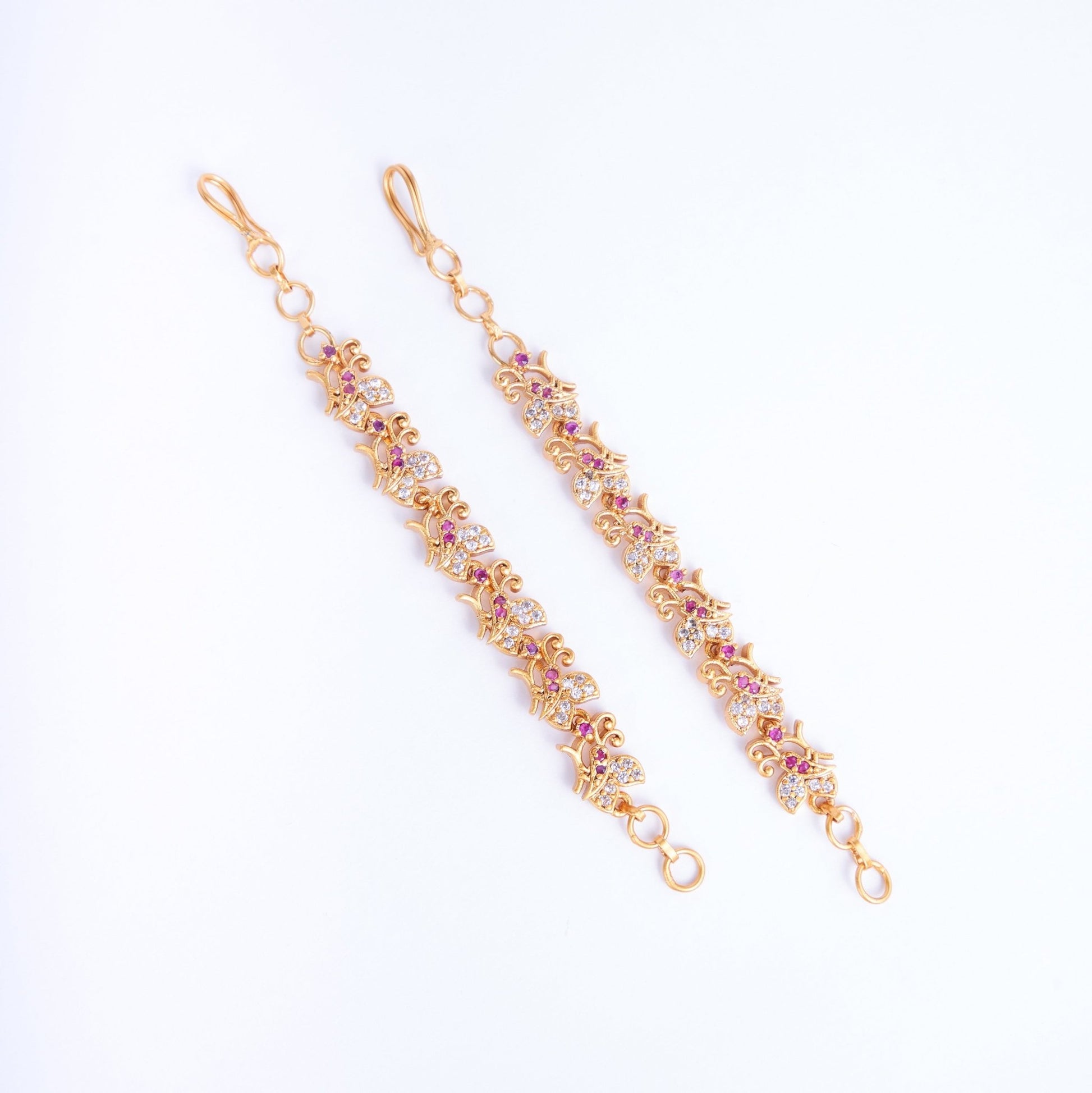 Opal Touch - Graceful Gold Plated Ear Chain - Ear chain (Matil)