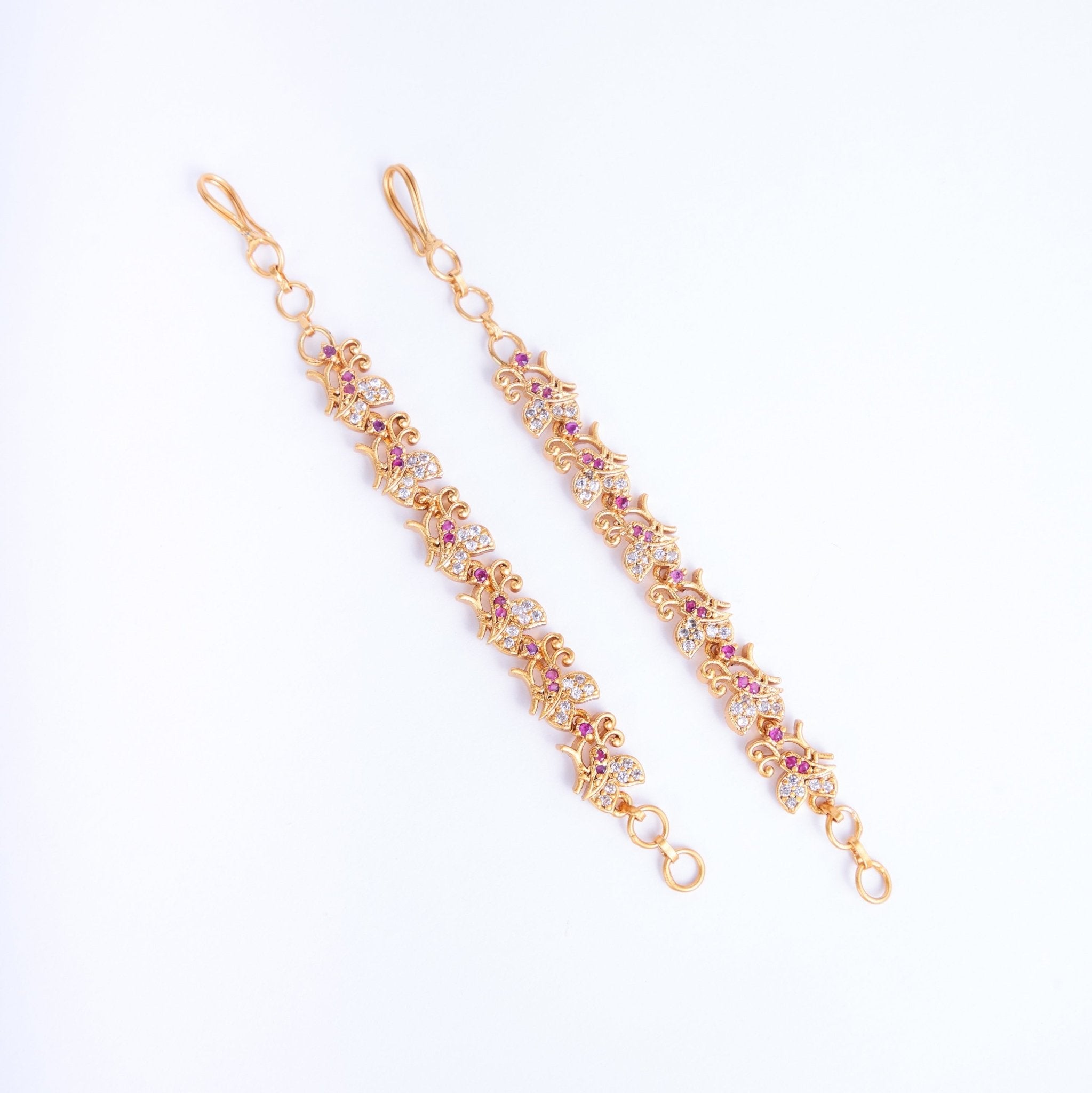 Opal Touch - Graceful Gold Plated Ear Chain - Ear chain (Matil)