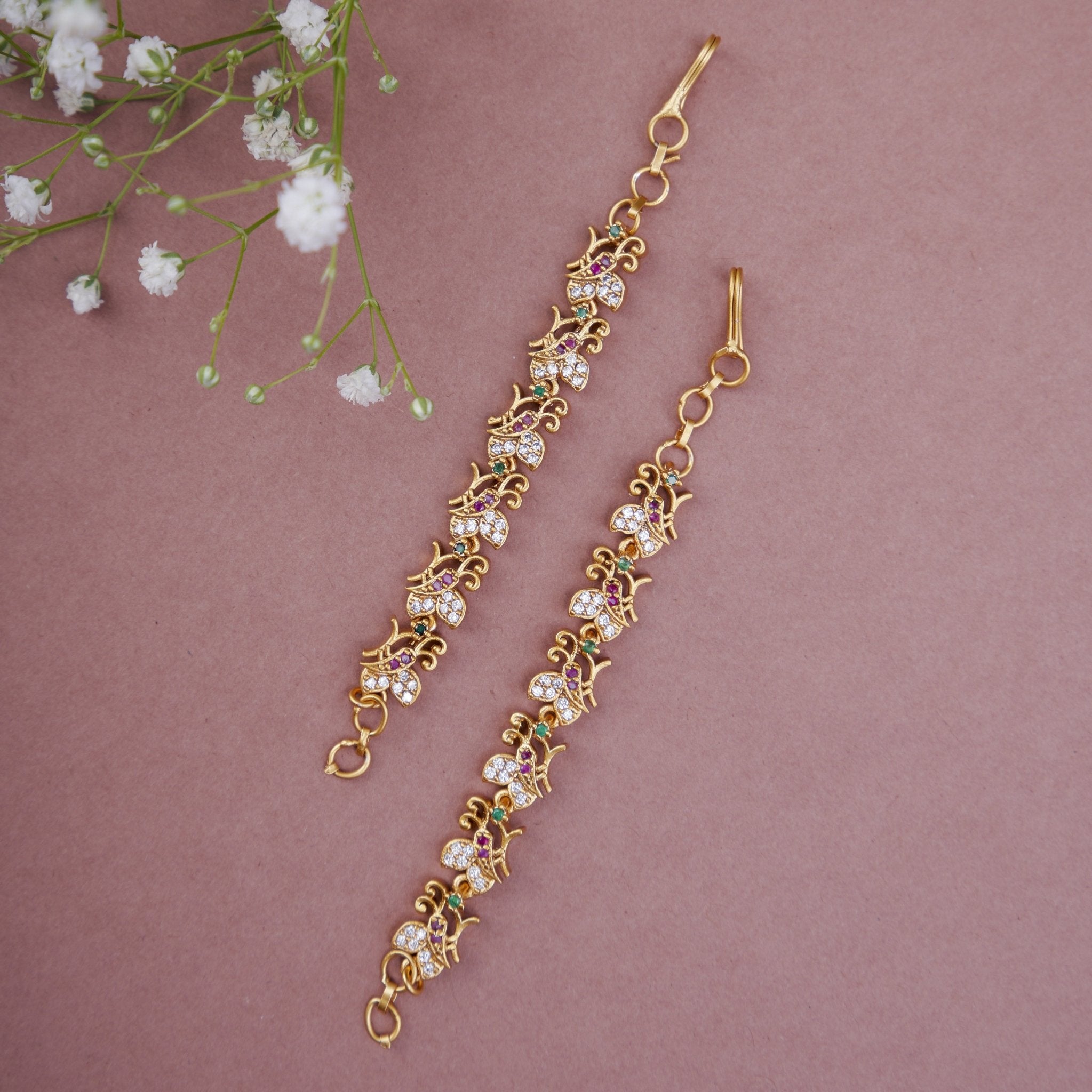 Opal Touch - Graceful Gold Plated Ear Chain - Ear chain (Matil)