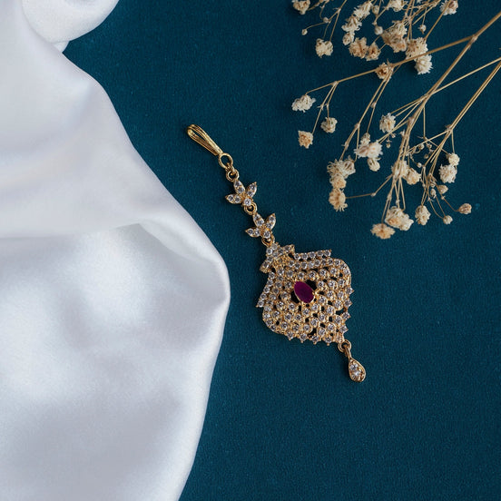 Tika - Graceful Golden Radiance Maang Tika - Opal Touch