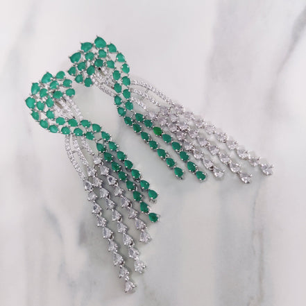 Opal Touch - Graceful Green-White Earrings - Earrings