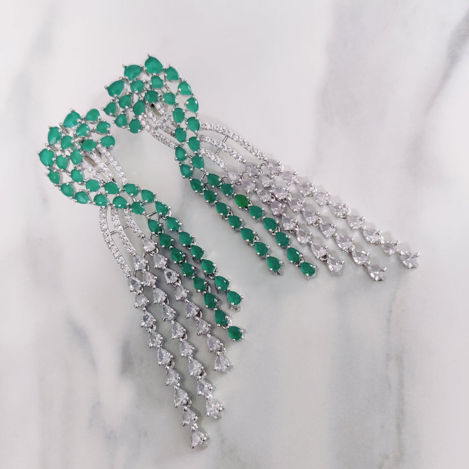 Opal Touch - Graceful Green-White Earrings - Earrings