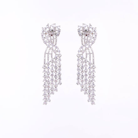 Opal Touch - Graceful Green-White Earrings - Earrings