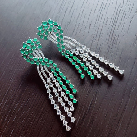Opal Touch - Graceful Green-White Earrings - Earrings