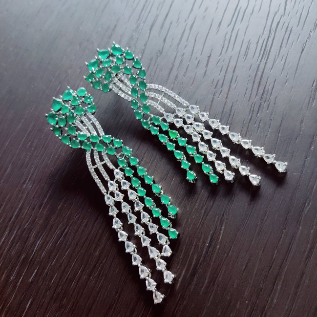 Opal Touch - Graceful Green-White Earrings - Earrings