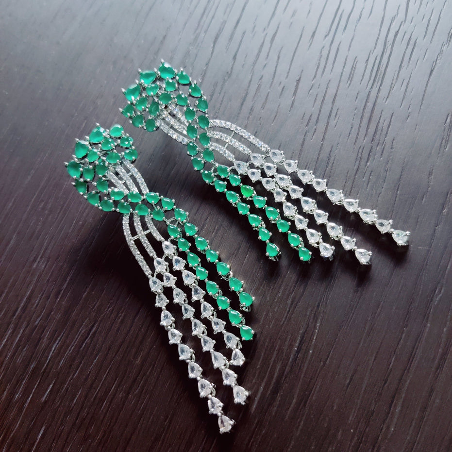 Opal Touch - Graceful Green-White Earrings - Earrings