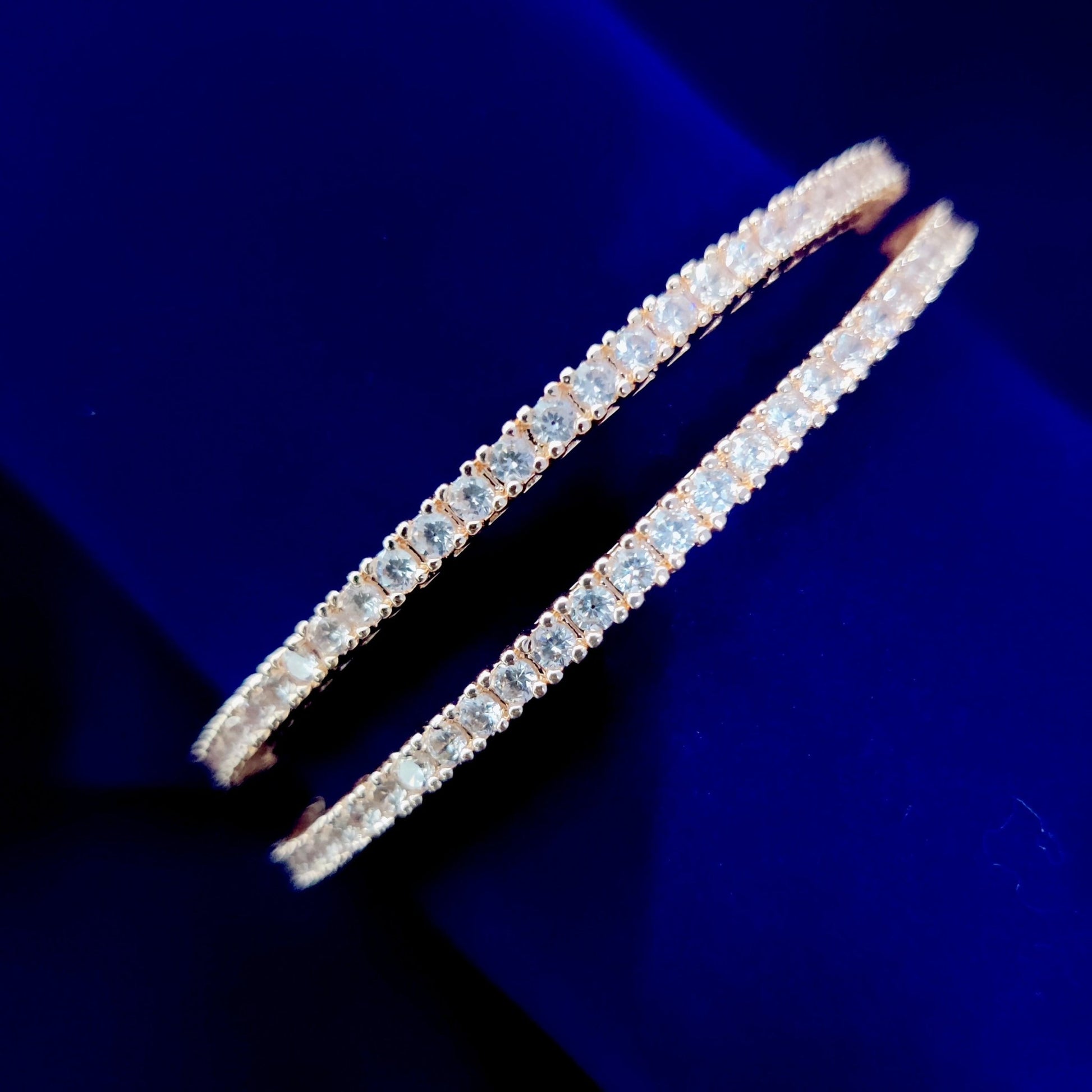 Opal Touch - Graceful White Rose Gold Bangles (Pack of 2) - Bangles