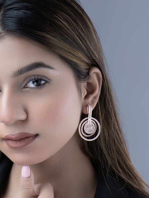 Graceful White Rose Gold Earrings - Opal Touch