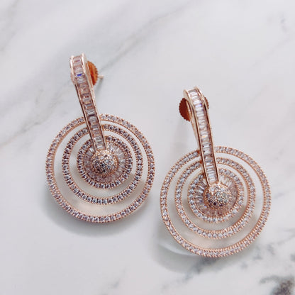 Opal Touch - Graceful White Rose Gold Earrings - Earrings