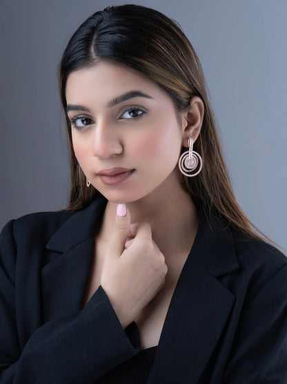 Graceful White Rose Gold Earrings - Opal Touch