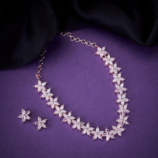 Opal Touch - Graceful White Rose Necklace - Necklace