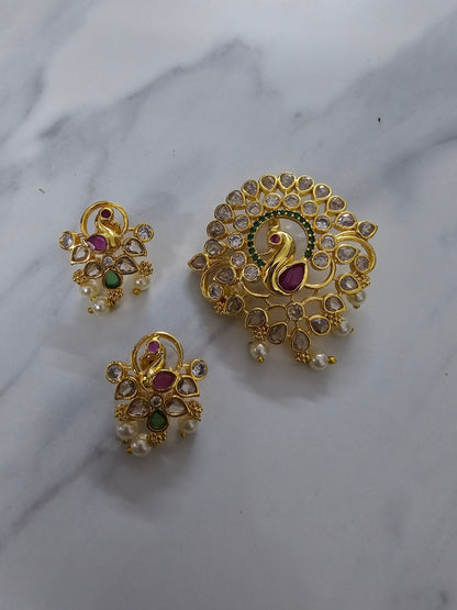 Locket Set - Grand Peacock Golden Locket Set - Opal Touch