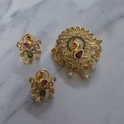 Locket Set - Grand Peacock Golden Locket Set - Opal Touch