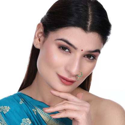 Opal Touch - Green Gold Nose Pin - Nose pin