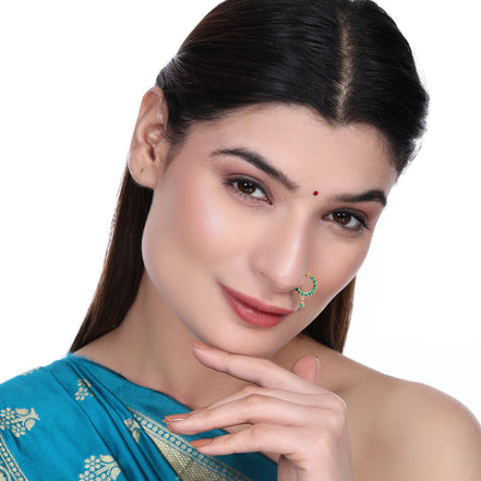 Opal Touch - Green Gold Nose Pin - Nose pin