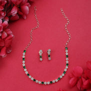Opal Touch - Green-White Leaf Necklace -