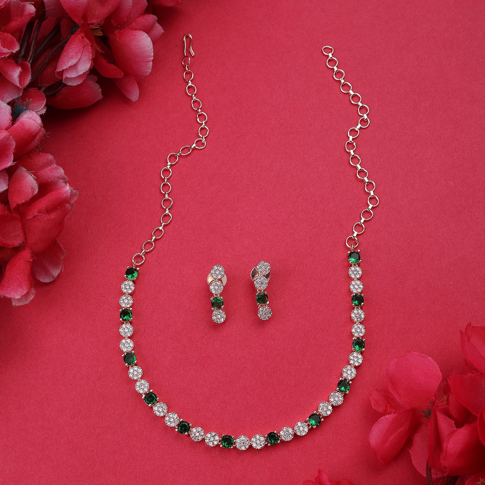 Opal Touch - Green-White Leaf Necklace -