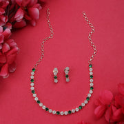 Opal Touch - Green-White Leaf Necklace -