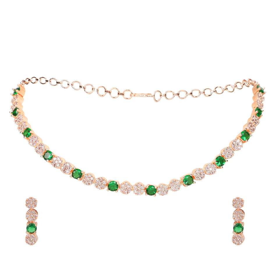 Opal Touch - Green-White Leaf Necklace -