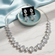 Grey Elegance Necklace in Rhodium - Opal Touch