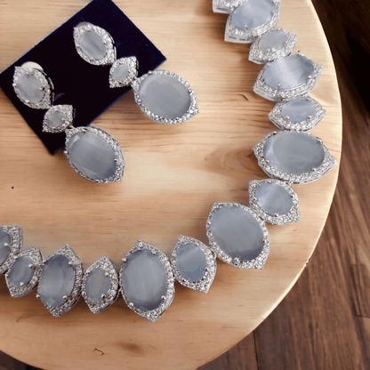 Opal Touch - Grey Elegance Necklace in Rhodium - Necklace