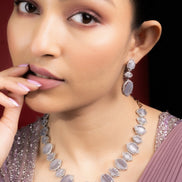Grey Elegance Necklace in Rhodium - Opal Touch