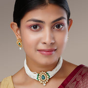 Necklace - Gulbahar Kundan Gold Plated Necklace Set - Opal Touch