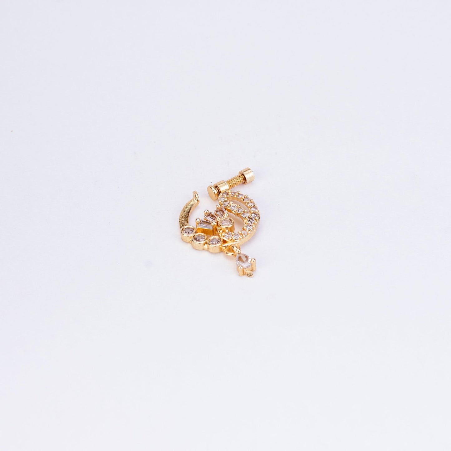 Nose Pin - Half - moon Gold Plated Nose Pin - Opal Touch