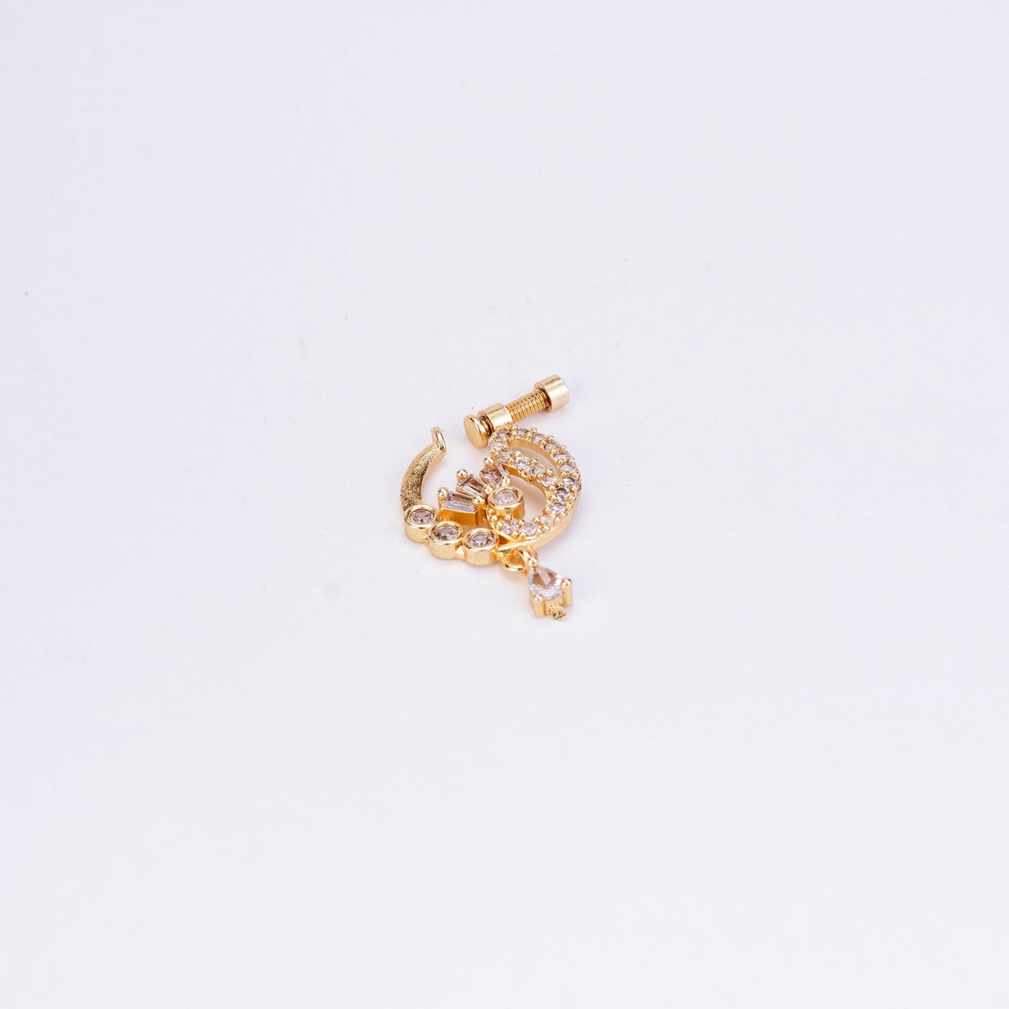 Nose Pin - Half - moon Gold Plated Nose Pin - Opal Touch