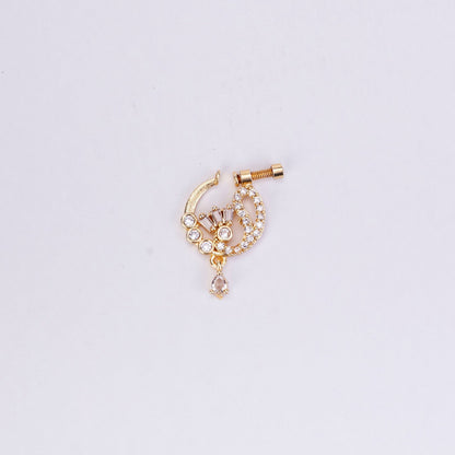 Nose Pin - Half - moon Gold Plated Nose Pin - Opal Touch