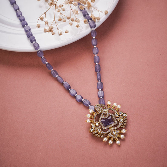 Locket Set - Halo Elephant Mehendi Plated Locket Set - Opal Touch