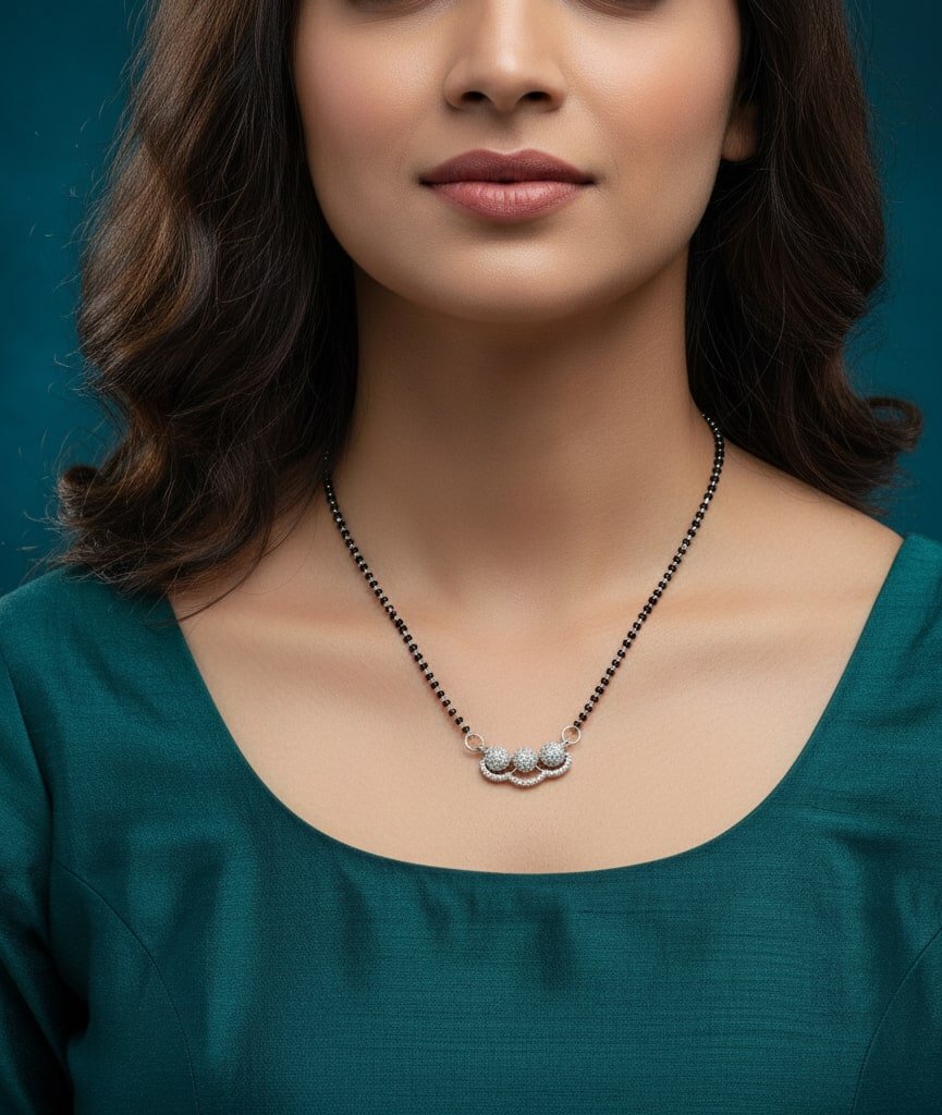 Harmony Trail Rhodium Mangalsutra - Opal Touch