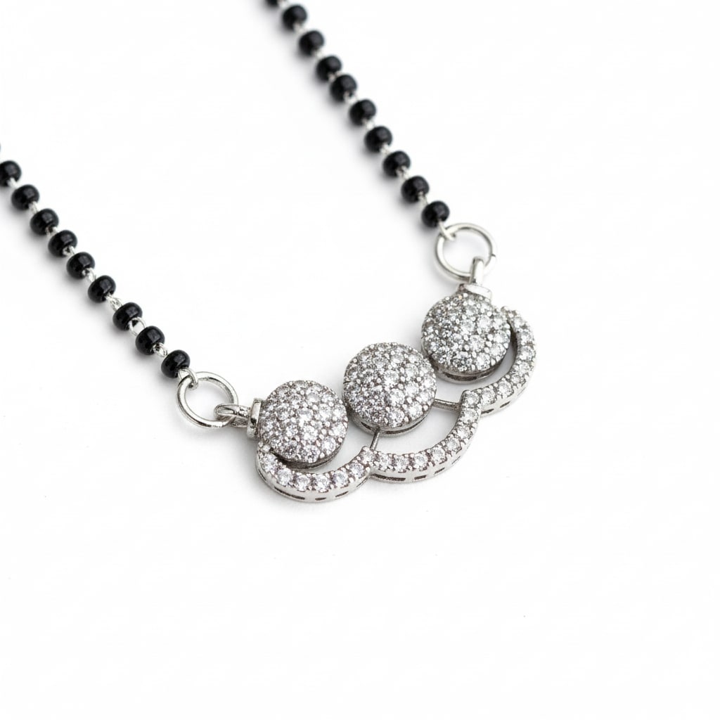 Harmony Trail Rhodium Mangalsutra - Opal Touch