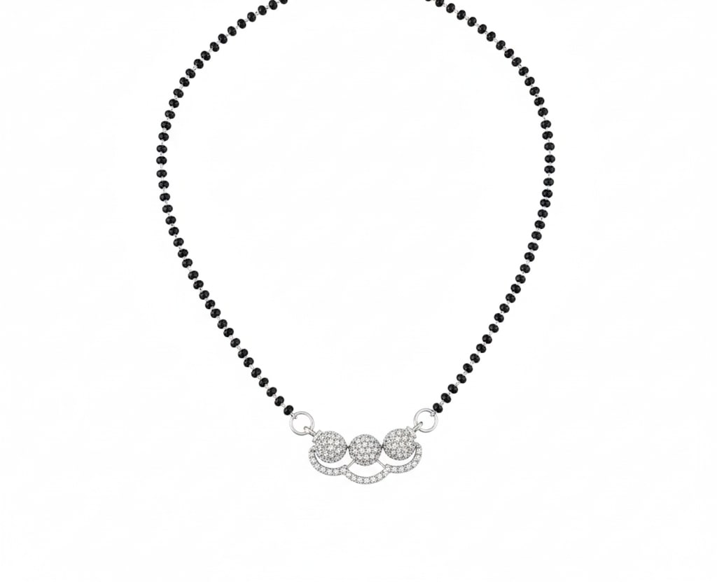 Harmony Trail Rhodium Mangalsutra - Opal Touch