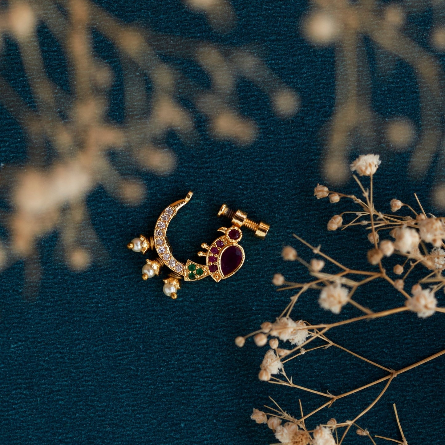 Nose Pin - Imperial Bird - shaped Gold Plated Screw Nose Pin - Opal Touch