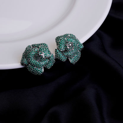 Studs - Imperial Crystal Floral Studs in Rhodium - Opal Touch
