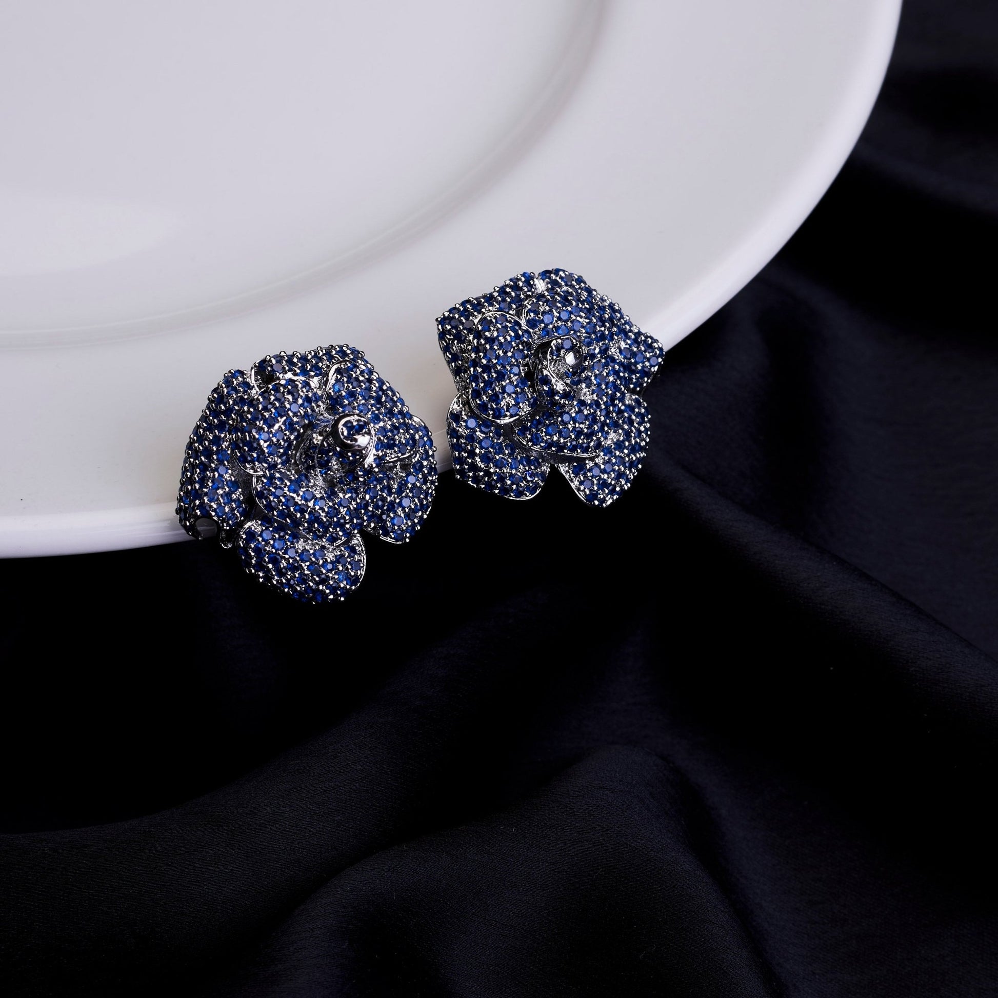 Studs - Imperial Crystal Floral Studs in Rhodium - Opal Touch