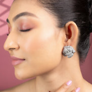 Studs - Imperial Crystal Floral Studs in Rhodium - Opal Touch