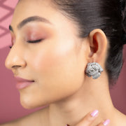 Studs - Imperial Crystal Floral Studs in Rhodium - Opal Touch