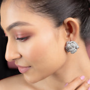 Studs - Imperial Crystal Floral Studs in Rhodium - Opal Touch